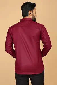 Stylish Maroon Cotton Casual Shirts For Men-thumb4