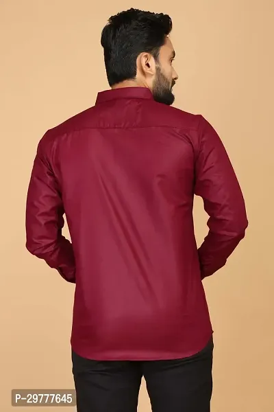 Stylish Maroon Cotton Casual Shirts For Men-thumb5