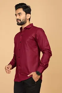 Stylish Maroon Cotton Casual Shirts For Men-thumb1