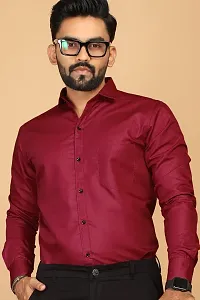 Stylish Maroon Cotton Casual Shirts For Men-thumb2