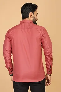 Stylish Peach Cotton Casual Shirts For Men-thumb1