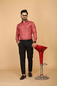 Stylish Peach Cotton Casual Shirts For Men-thumb2