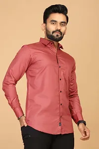 Stylish Peach Cotton Casual Shirts For Men-thumb3