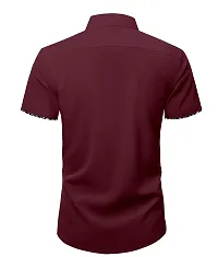 Stylish Maroon Cotton Blend Solid Casual Shirt For Men-thumb2