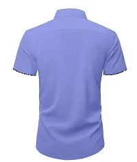 Stylish Blue Cotton Blend Solid Casual Shirt For Men-thumb1