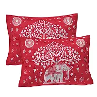 Comfortable Red Cotton Double 1 Bedsheet + 2 Pillowcovers-thumb1