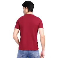 Stylish Maroon Cotton Solid Round Neck T-Shirt For Men-thumb1