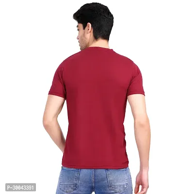 Stylish Maroon Cotton Solid Round Neck T-Shirt For Men-thumb2