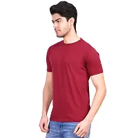 Stylish Maroon Cotton Solid Round Neck T-Shirt For Men-thumb2