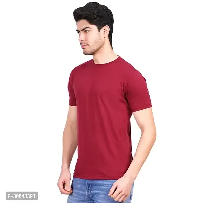 Stylish Maroon Cotton Solid Round Neck T-Shirt For Men-thumb3