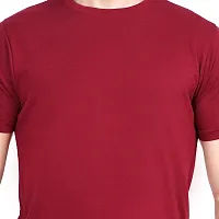 Stylish Maroon Cotton Solid Round Neck T-Shirt For Men-thumb4