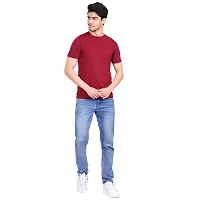 Stylish Maroon Cotton Solid Round Neck T-Shirt For Men-thumb3