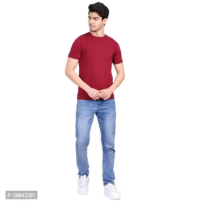 Stylish Maroon Cotton Solid Round Neck T-Shirt For Men-thumb4