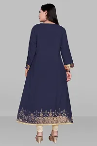 Stylish Navy Blue Muslin Kurta For Women-thumb1