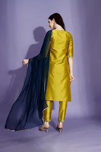 Stylish Mustard Art Silk Kurta, Bottom And Dupatta Set For Women-thumb4