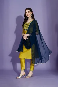 Stylish Mustard Art Silk Kurta, Bottom And Dupatta Set For Women-thumb3