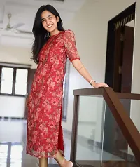 Stylish Red Organza Kurta For Women-thumb2