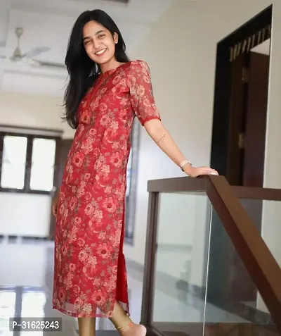 Stylish Red Organza Kurta For Women-thumb3