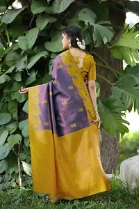 Stylish Purple Pure Silk Saree With Blouse Piece For Women-thumb1