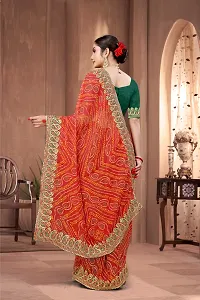 Stylish Red Georgette Saree With Blouse Piece For Women-thumb2