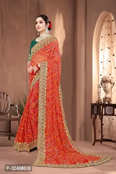 Stylish Red Georgette Saree With Blouse Piece For Women-thumb4