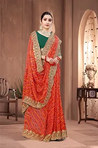 Stylish Red Georgette Saree With Blouse Piece For Women-thumb1