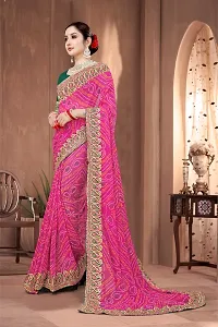 Stylish Pink Georgette Saree With Blouse Piece For Women-thumb3