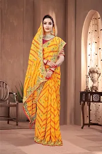 Stylish Yellow Georgette Saree With Blouse Piece For Women-thumb3