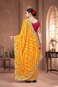 Stylish Yellow Georgette Saree With Blouse Piece For Women-thumb1