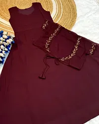 Stylish Maroon Georgette Ethnic Gown With Koti For Women-thumb1