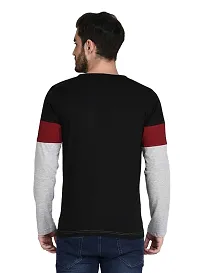 JOZMER Men's Regular Fit Round Neck Color Block Full Sleeve T-Shirt (JOM1205-P)-thumb3