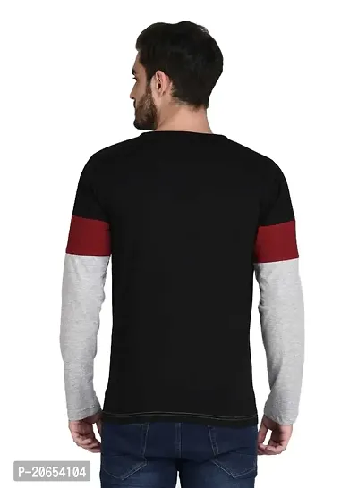 JOZMER Men's Regular Fit Round Neck Color Block Full Sleeve T-Shirt (JOM1205-P)-thumb4