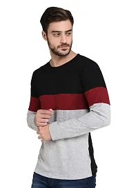 JOZMER Men's Regular Fit Round Neck Color Block Full Sleeve T-Shirt (JOM1205-P)-thumb1