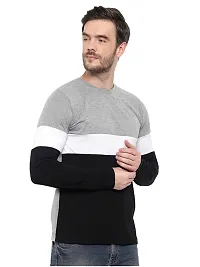 JOZMER Men's Regular Fit Round Neck Color Block Full Sleeve T-Shirt (JOM1205-P)-thumb1