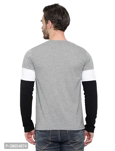 JOZMER Men's Regular Fit Round Neck Color Block Full Sleeve T-Shirt (JOM1205-P)-thumb4