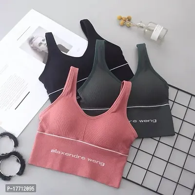 Stylish Fancy Cotton Solid Padded Bras For Women Pack Of 3-thumb0