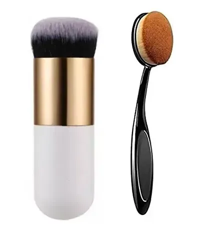 Professional Foundation White Brush and Oval Foundation Brush -Pack of 2  (Pack of 2)