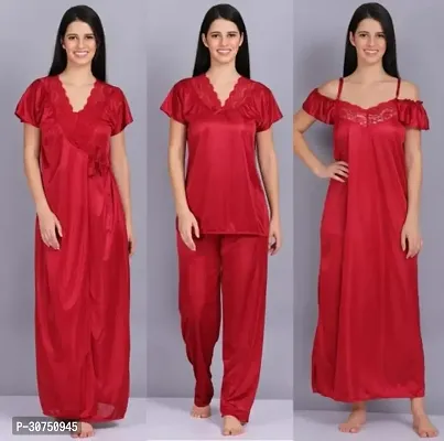 Stylish Satin Nightdress for Women Pack of 3