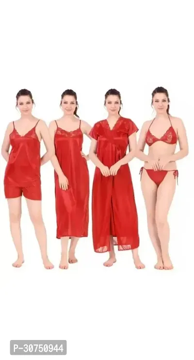 Stylish Satin Nightdress for Women Pack of 4-thumb0