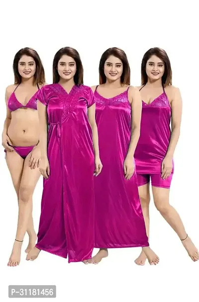 Latest Stylish Satin Night Wear Nightdress For Women (6 pieces)-thumb0