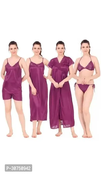 Stylish Satin Nightdress for Women Pack of 4