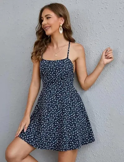 Sleeveless Printed Flared Dress