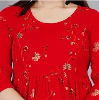 Elegant Red Printed Rayon Maternity Kurta For Women-thumb2