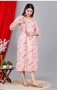 Elegant Peach Printed Rayon Maternity Kurta For Women-thumb2