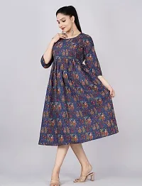 Elegant Blue Printed Rayon Maternity Kurta For Women-thumb2