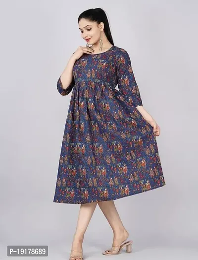 Elegant Blue Printed Rayon Maternity Kurta For Women-thumb3