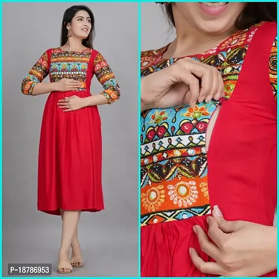 Stylish Rayon Stitched Printed Kurta For Women-thumb0