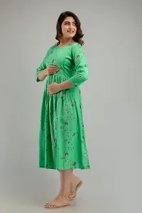 Elegant Green Printed Rayon Maternity Kurta For Women-thumb2