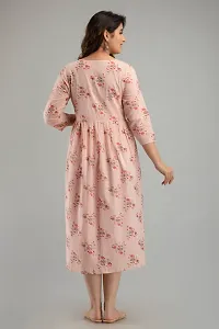 Elegant Peach Printed Rayon Maternity Kurta For Women-thumb2