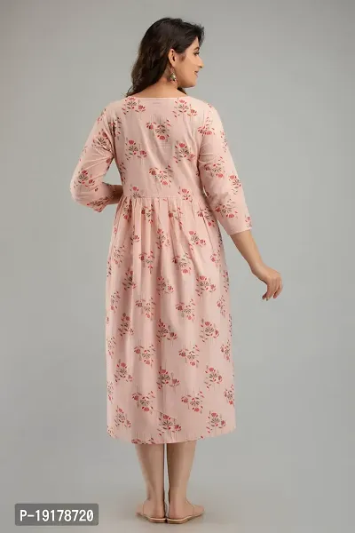 Elegant Peach Printed Rayon Maternity Kurta For Women-thumb3